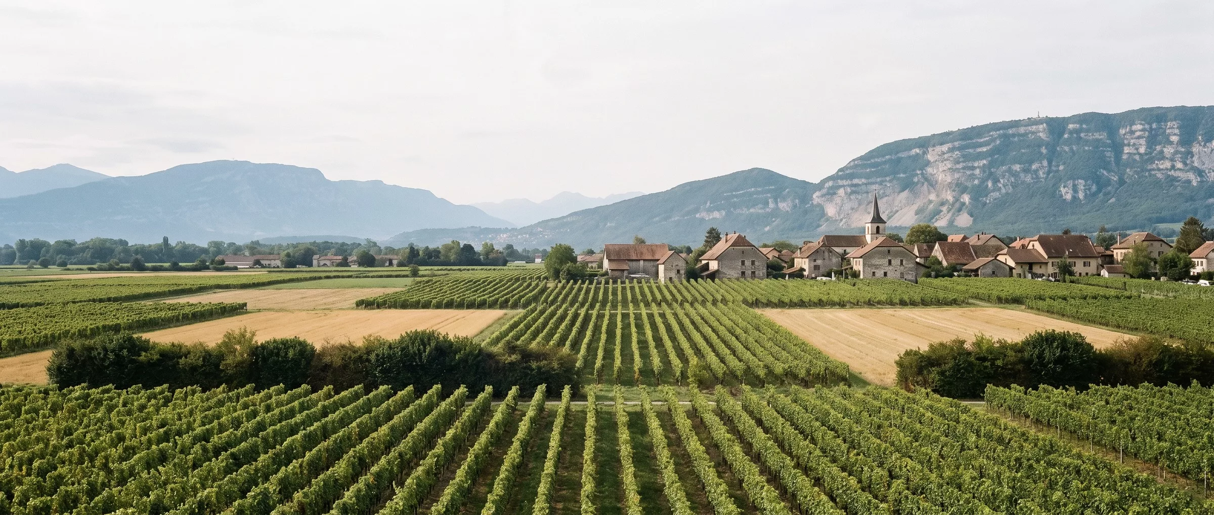 Vignes de plaine près de Soral et Lully, entre l’Arve et le Rhône, le Salève tout proche